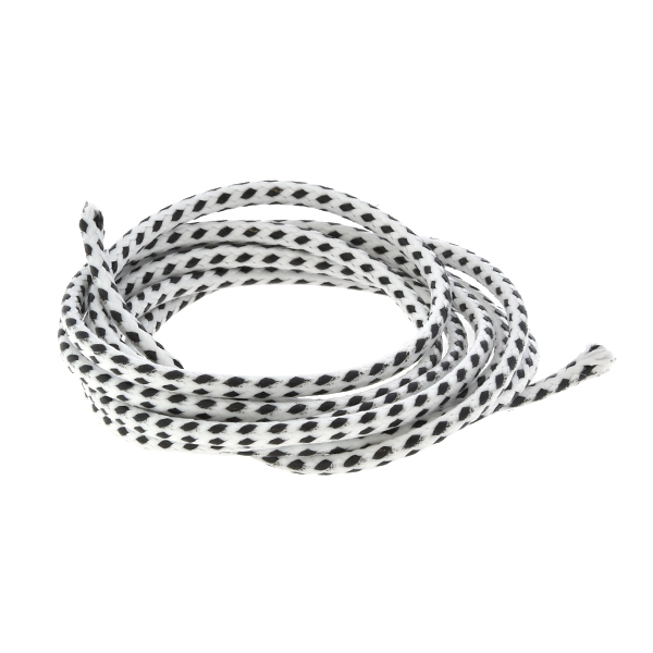 Braided cordage polyester cord white with black - 1 Meter