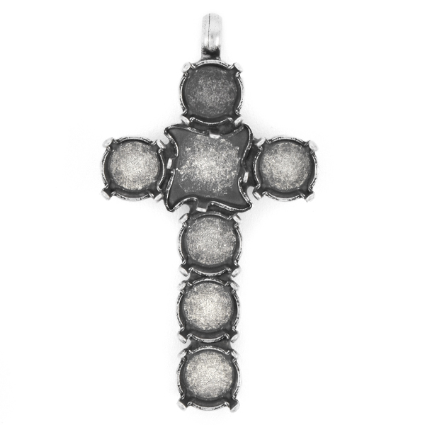 39ss, 10.5mm Twister Cross Pendant base with top loop