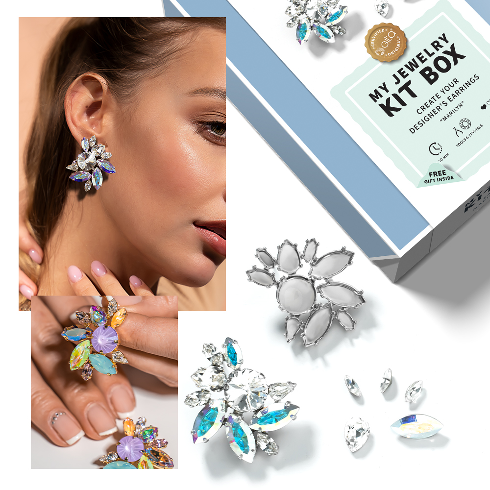 Jewelry DIY KIT: Sparkling mix settings post earrings 