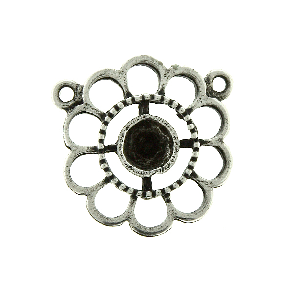 24ss Chamomile Flower metal casting Pendant base with two top loops