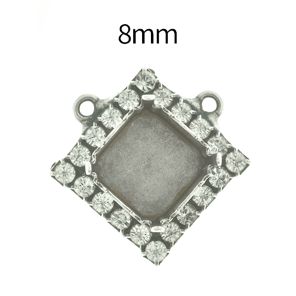 8mm Imperial  4480 Lozenge Stone setting with Rhinestoness and two top loops