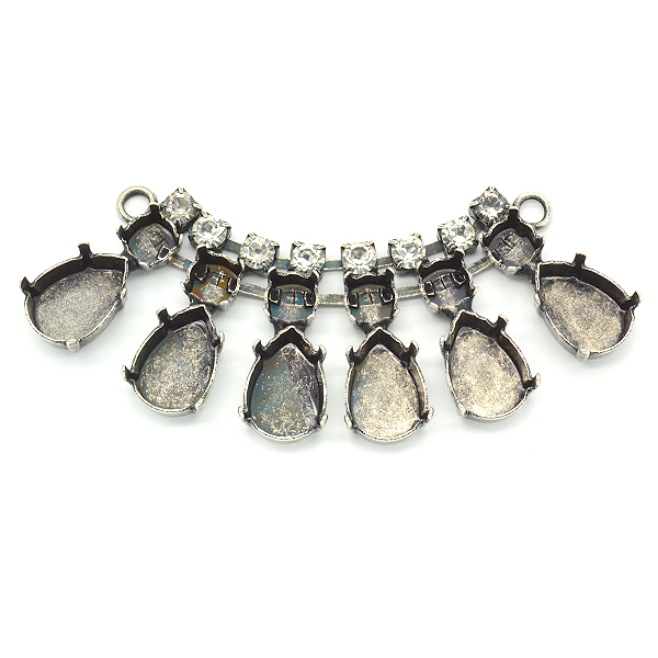  Pear Shape 10X14mm,29ss Necklace center piece with Crystals and two side loops-6 Settings
