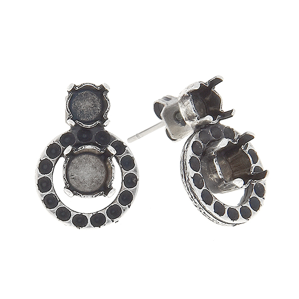 8pp, 24ss, 29ss Stud earring base with hollow circle