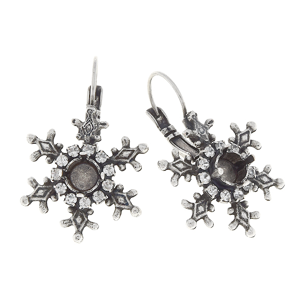 29ss Figured Stellar snowflake earring bases with Rhinestones