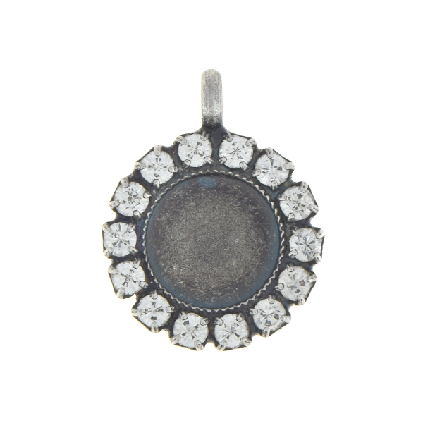 8mm flat setting pendant base with rhinestones and top loop
