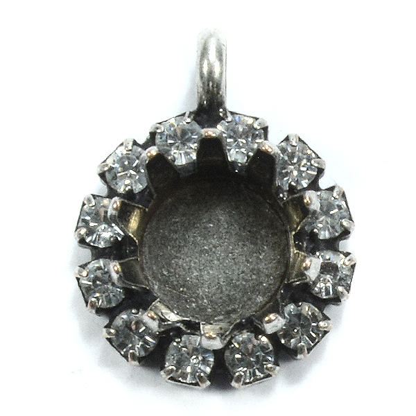 39ss Crown pendant base with Rhinestoness and top loop