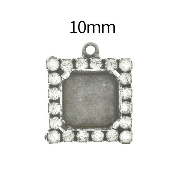 10mm Imperial  4480 Square Stone setting with Rhinestoness and top loop