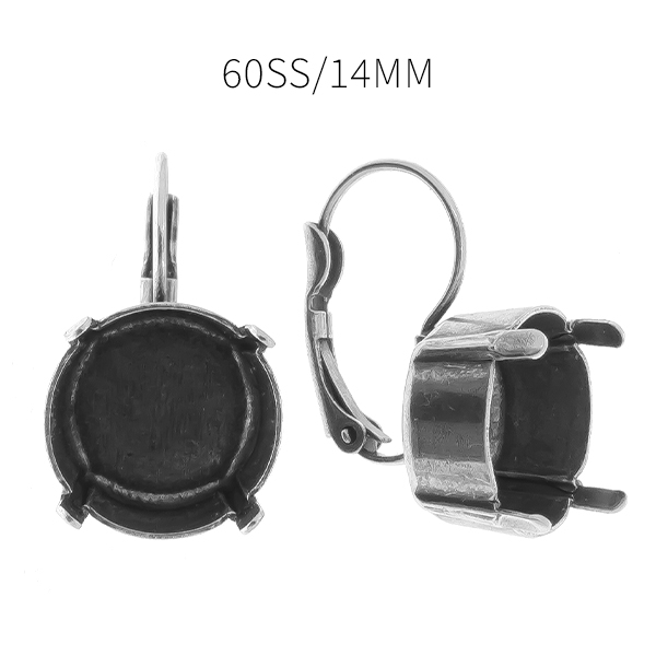 60ss/14mm Rivoli empty Lever back earring bases