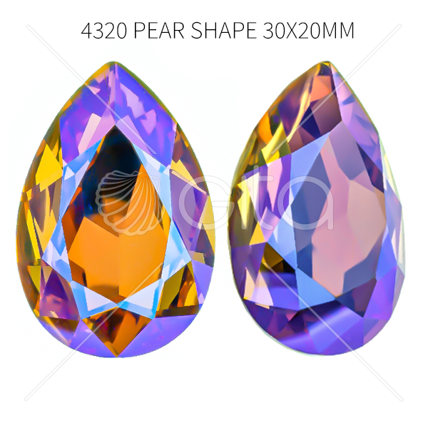 Aurora Crystal A4320 Pear Shape 30x20mm Light Smoked Topaz Shimmer color-1pc pack 