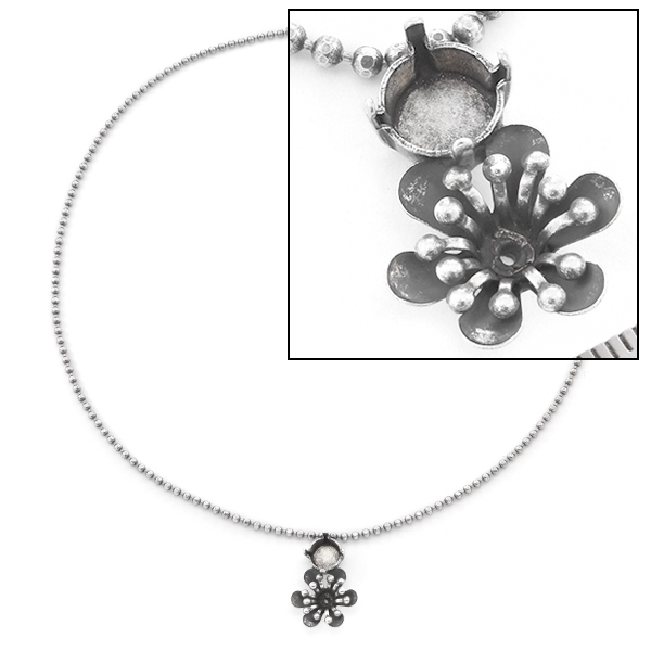 24ss, 39ss Ball Chain Necklace base with Flower Pendant