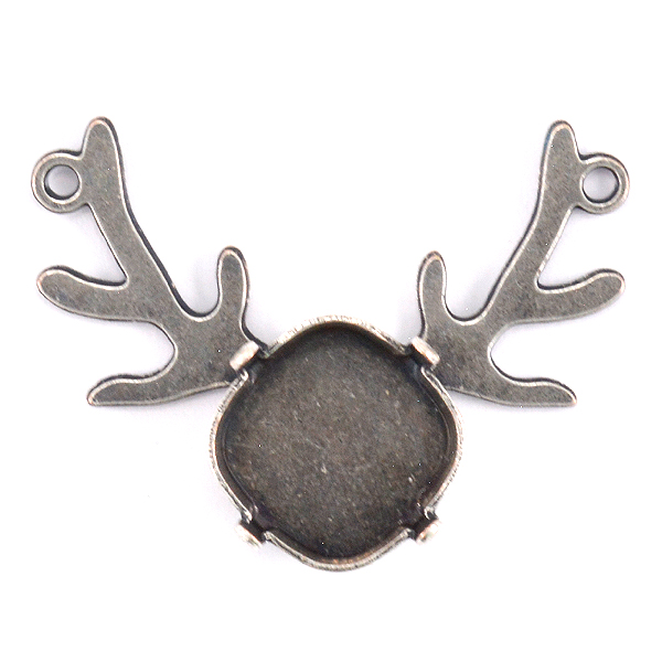 Square 12-12mm Deer pendant base with two top loops