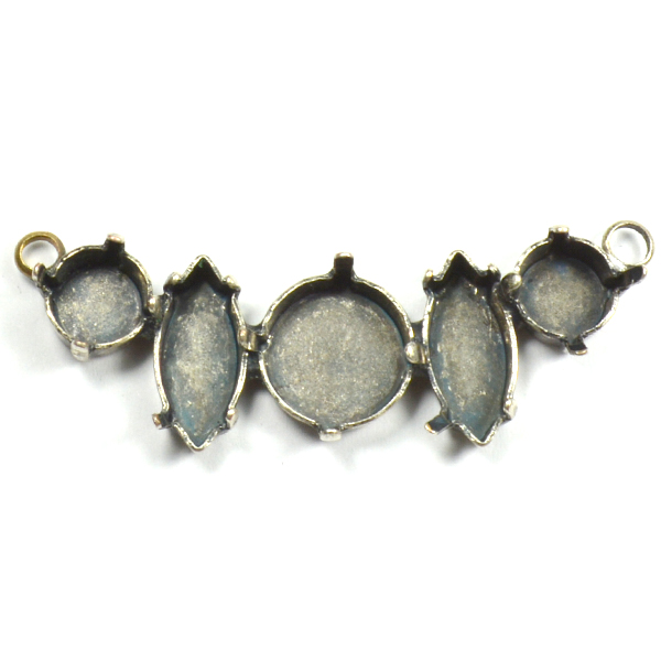 Inflexible decorated pendant base with 2 loops on the top sides