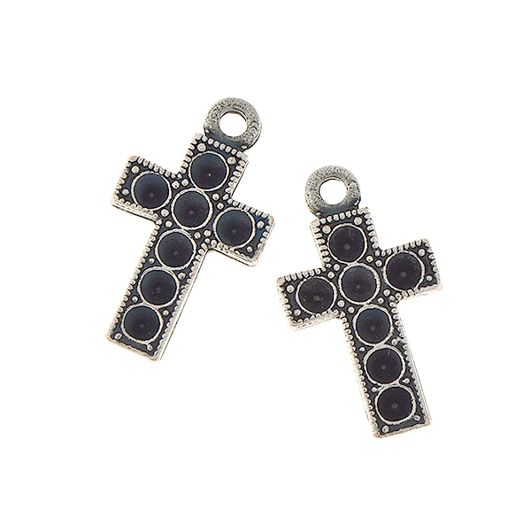 14pp Cross metal casting charm with one top loop 