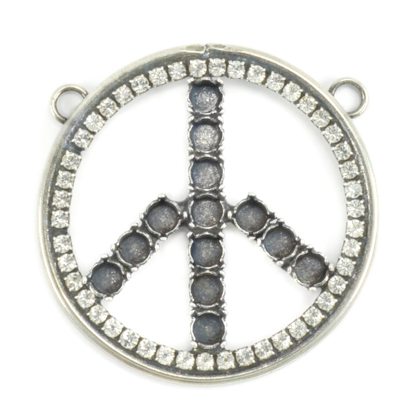 24ss Decorated Peace Pendant base with tow top loops and crystals