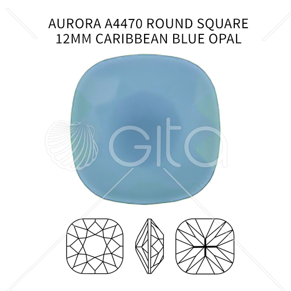 Aurora Crystal A4470 Round Square 12mm Caribbean Blue Opal color-4pcs pack