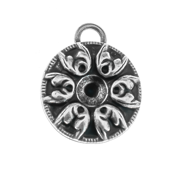 24ss metal Baroque pattern round Pendant with top loop