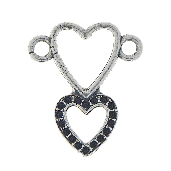 8pp Double hearts pendant base with two loops