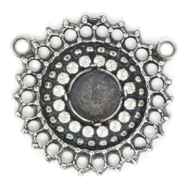 12mm Rivoli Pendant base with rhinestone, 2mm ball chain and two top side loops