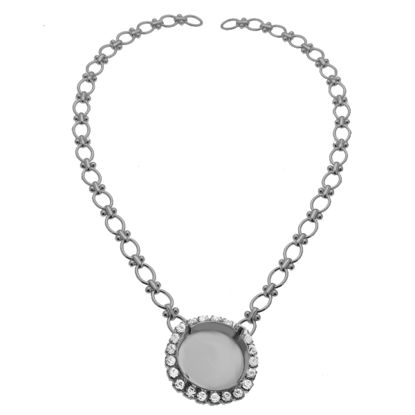 27mm Round 1201 setting with 32pp Rhinestones Chain Necklace base
