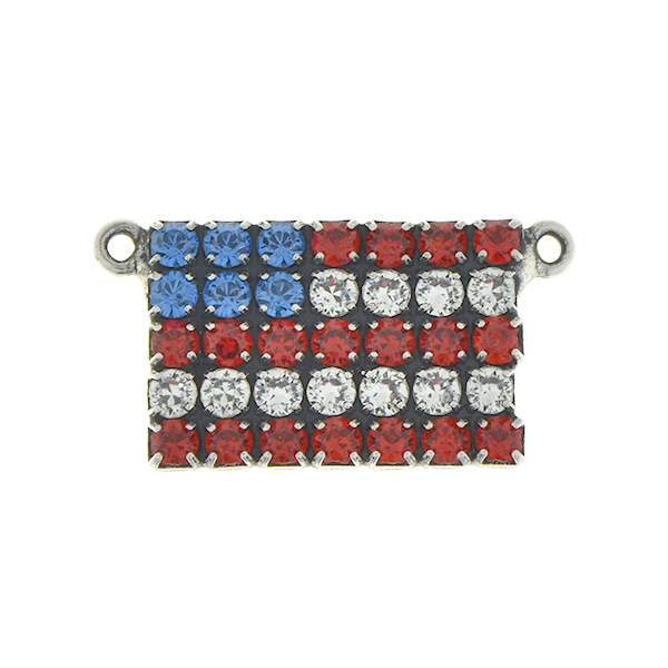 Flag of USA 18pp Rhinestones pendant base with two loops