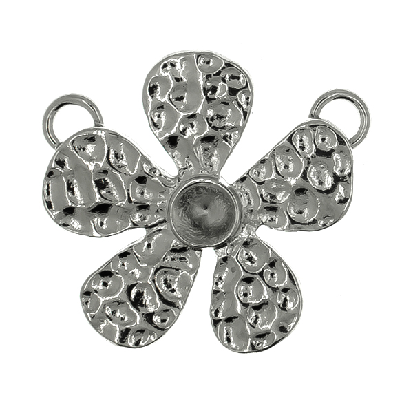 24ss metal stamping Flower Pendant with two top loops