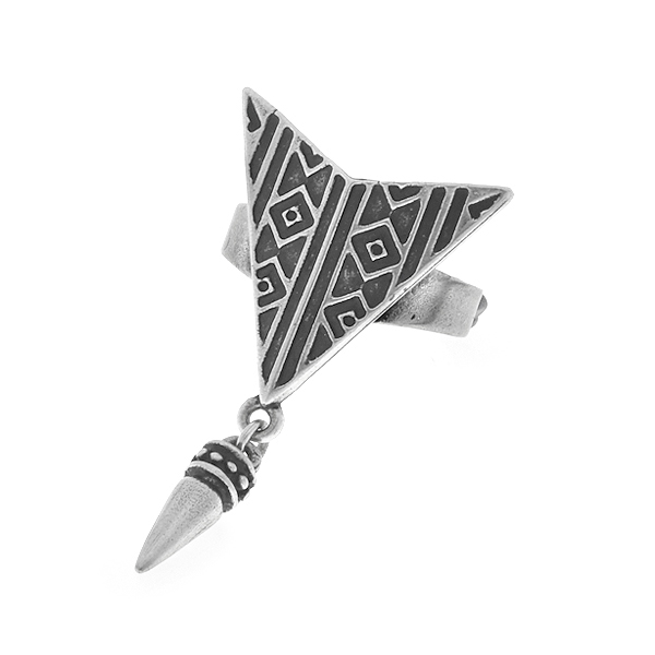 Arrowhead ethnic ring base with spike charm