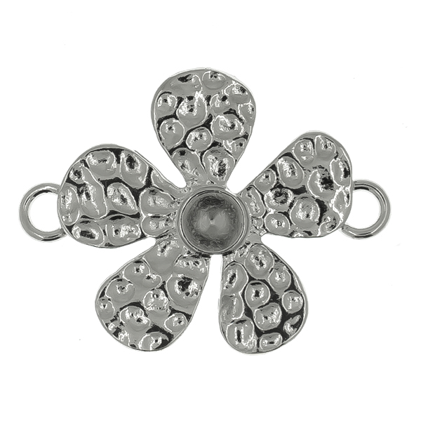 24ss metal stamping Flower Connector/Pendant with two side loops
