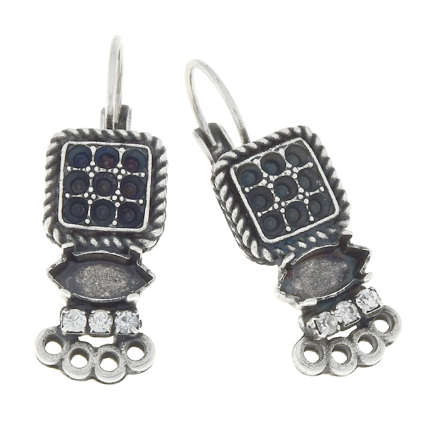 14pp, 10x5mm Navette Lever back earrings with Rhinestones