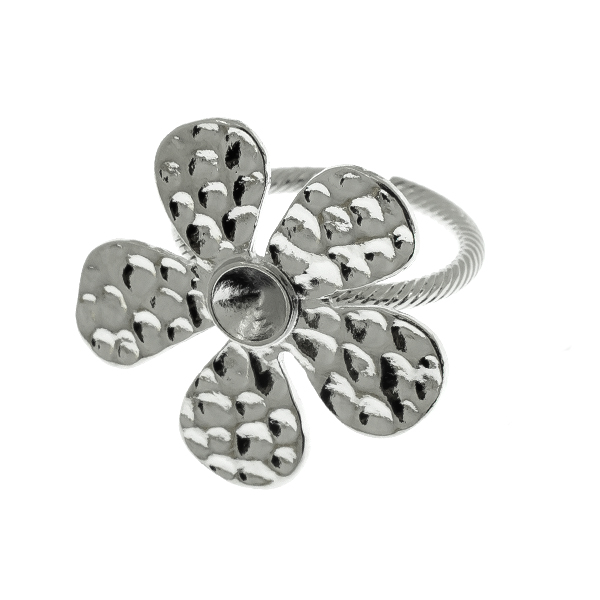 24ss metal stamping Flower adjustable ring base