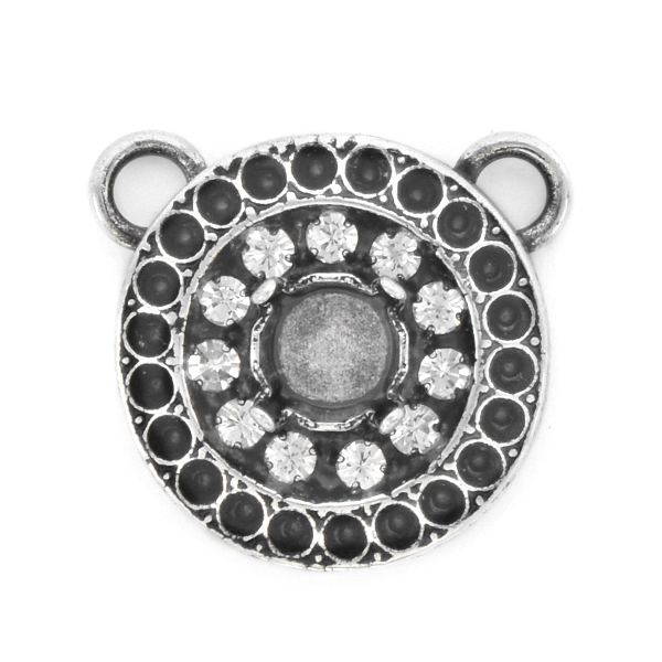 8pp, 29ss Round Pendant base with Rhinestones and two top loops