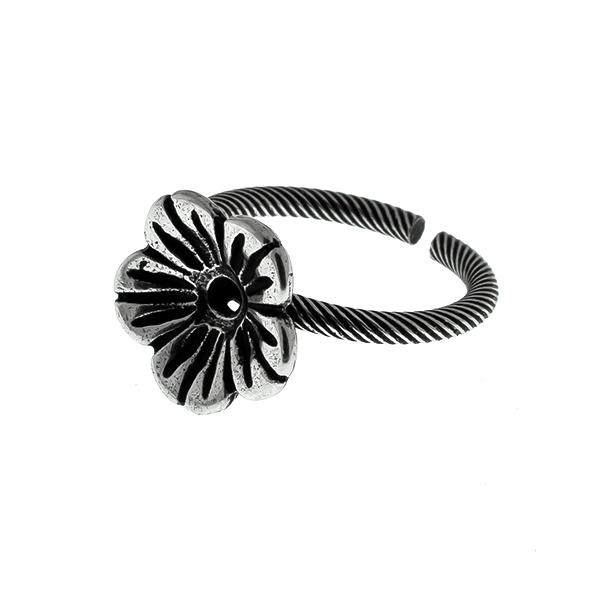 24ss Buttercup Flower metal casting twisted adjustable ring base