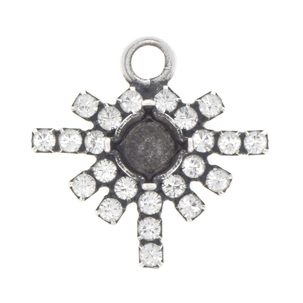 29ss Snowflake with Rhinestones Pendant base with top loop