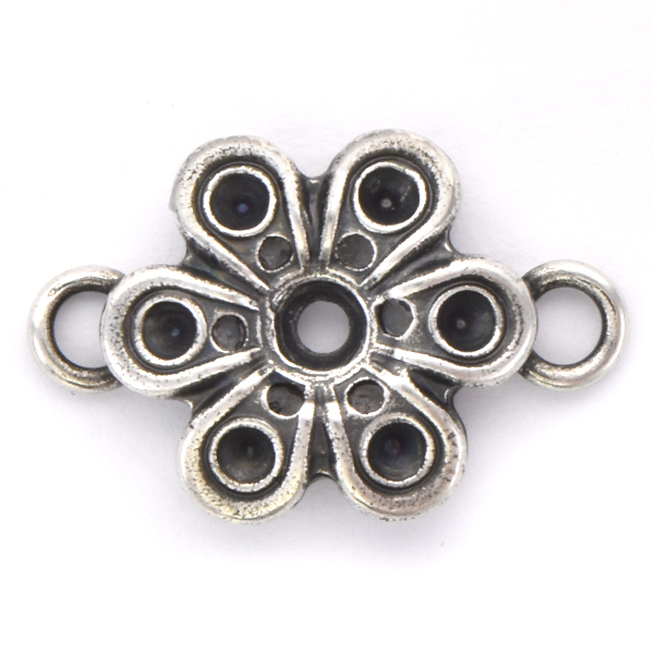 14pp, 24ss Metal Flower Jewelry connector with side loops