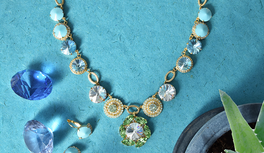 Blue & Green SW fancy necklace