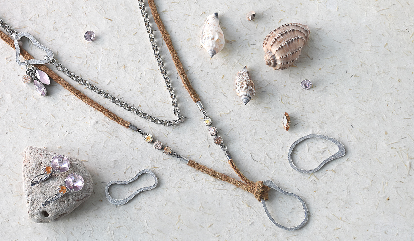 Fresh Ideas with natural leather cord, connectors and Swarovski Crystals.