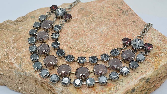 Center Piece For Necklace with Sarovski stones combined with Glass Stones