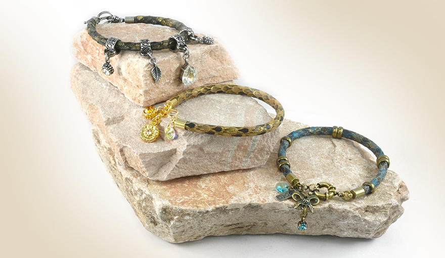 Leather bracelets with charms