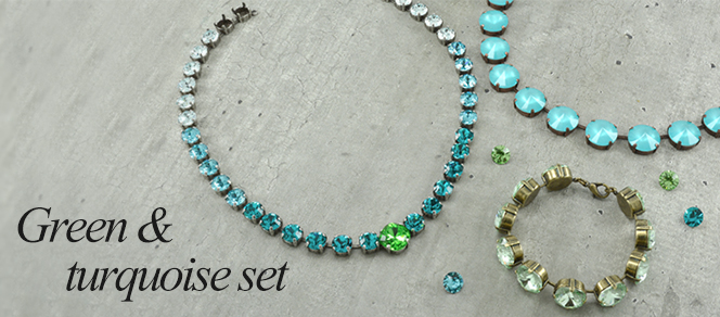 Green and turquoise jewelry set