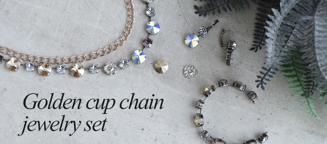 Golden cup chain jewelry set