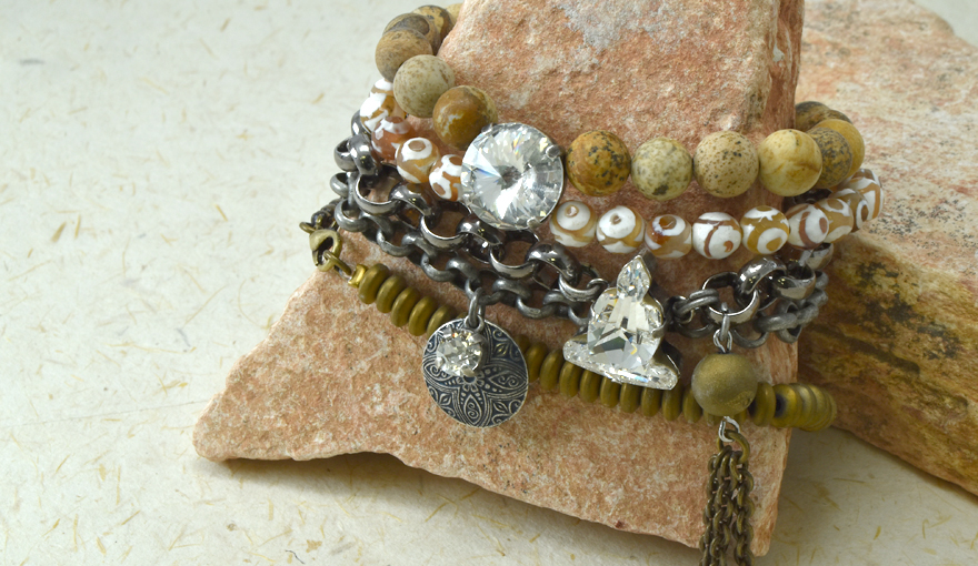 Gemstone beads and Buddha crystal bracelets