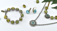 Khaki and turquoises Swarovski crystals inspiration