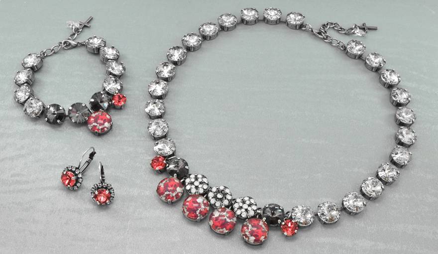 Romantic Red Roses & SW crystal jewelry set