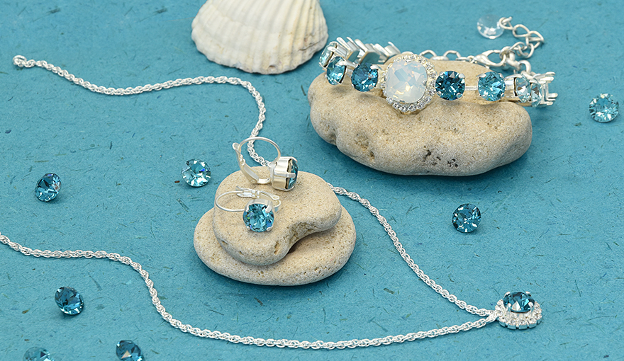 Ocean Blue Swarovski crystal jewelry set