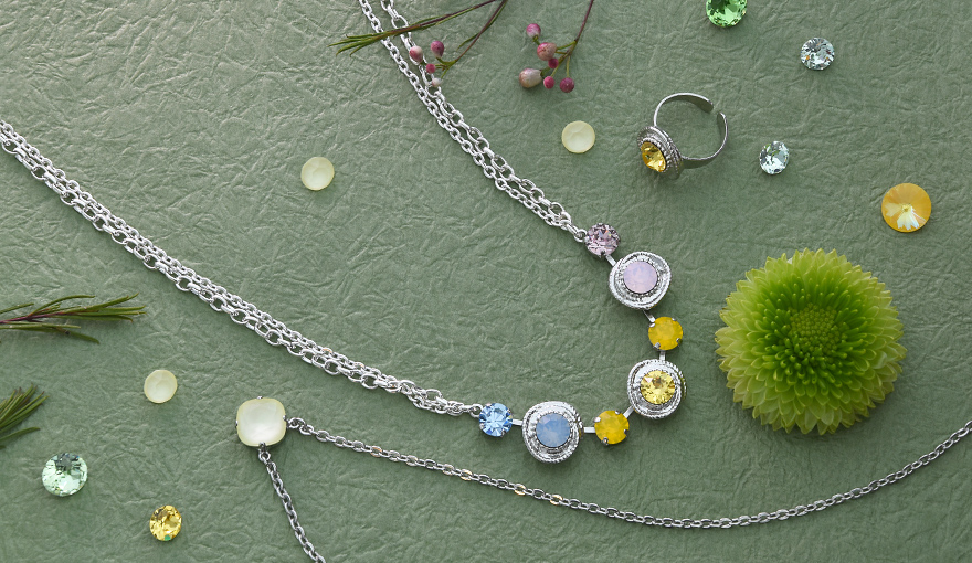 Summer jewelry set with bright Swarovski colors