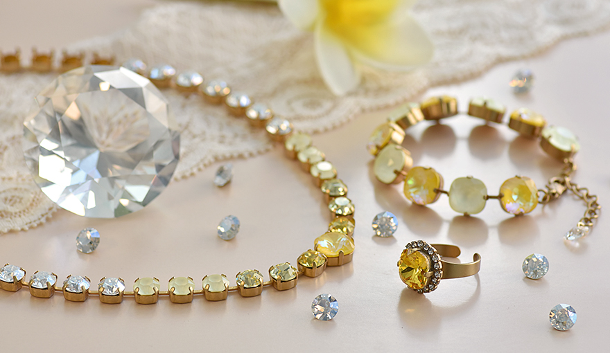 Bright yellow SW crystal colors jewelry set