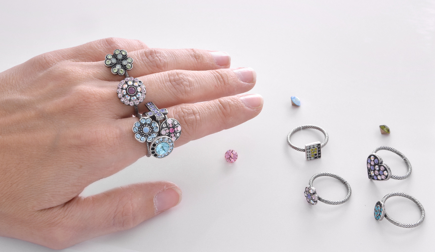 Stacking rings with sparkly Swarovski crystals