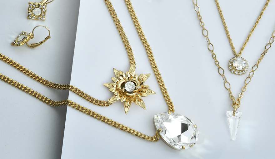 Layering crystal chain necklaces inspiration