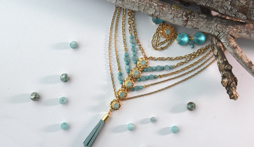Gold & Turquoise tassel necklaces